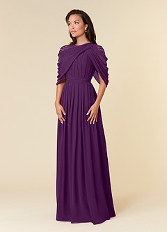 Azazie Olena Mother of the Bride Dresses Grape A-Line Sequins Chiffon Dress image3