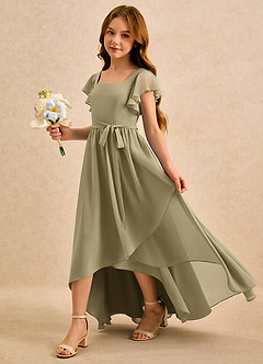 Azazie Milly Girls Formal Flower Girl Klänningar Klä A-Line i Chiffong Plisserad image6