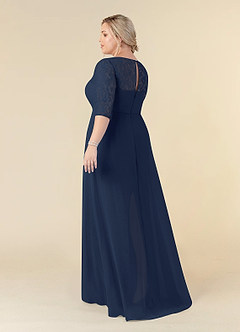 Azazie Leonine Mother of the Bride Dresses Dark Navy A-Line Scoop lace Chiffon Dress image11