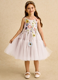 Azazie Osea Flower Girl Dresses Rose Petal Ball-Gown Pleated Tulle Dress image6