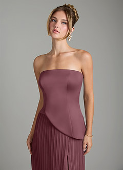 Azazie Tierney Bridesmaid Dresses Sangria A-Line Strapless Chiffon Convertible Dress image3