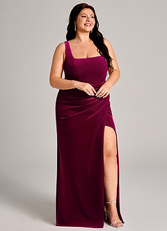 Azazie Mero Bridesmaid Dresses Cabernet Mermaid Pleated Velvet Dress image12