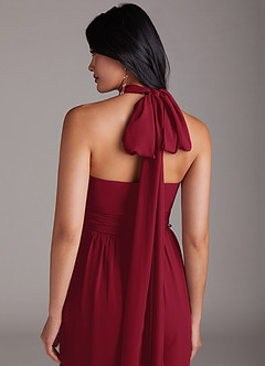 Azazie Lamara Bridesmaid Dresses Burgundy Off the Shoulder Chiffon Convertible Jumpsuit image10