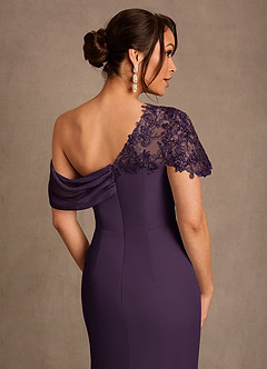 Azazie Sally Mother of the Bride Dresses Plum Sheath Lace Chiffon Dress image5