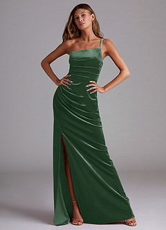 Azazie Eren Brautjungfernkleider Etui One-Shoulder Samt Kleid Eukalyptus image4