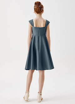 Azazie Amira Junior Twilight A-Line Pleated Stretch Satin Dress image2