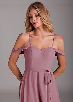 Azazie Aaron Final Sale Vintage Mauve A-Line Off the Shoulder Chiffon Convertible Dress image2