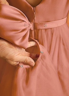 Azazie Pumpkin Blumenmädchenkleider A-Linie Cabrio Tüll Kleid Mai Tai image5