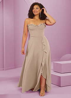 Barbie ♥ Azazie Bridesmaid Dresses Taupe A-Line Sweetheart Neckline Chiffon Dress image8