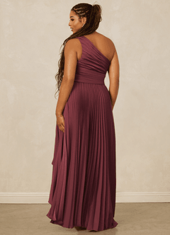 Christian Siriano Bridal for Azazie 1008 Bridesmaid Dresses Merlot A-Line One Shoulder Stretch Satin Dress image10