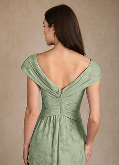 Azazie Myrtle Mother of the Bride Dresses Dusty Sage A-Line Pleated Floral Burnout Dress image6