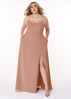 Azazie Moira Bridesmaid Dresses Champagne Rose A-Line Scoop Chiffon Dress image8