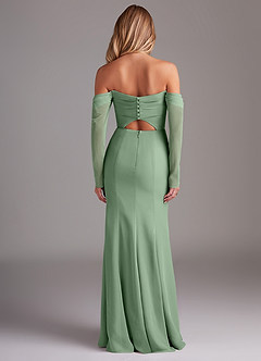Azazie Hallie Bridesmaid Dresses Matcha Mermaid Long Sleeve Chiffon Dress image8