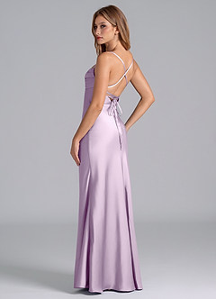 Azazie Seema Bridesmaid Dresses Frosted Lilac Mermaid Corset Stretch Satin Dress image6