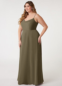Azazie Daenerys Bridesmaid Dresses Willow Green A-Line Cowl Chiffon Dress image10