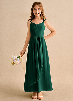 Azazie Zaida Girls Formal Flower Girl Dresses Emerald A-Line Pleated Chiffon Dress image3