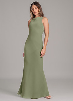 Azazie Allettie Bridesmaid Dresses Pistachio Mermaid Chiffon Dress image3