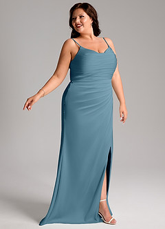 Azazie Deandra Bridesmaid Dresses Bermuda Mermaid Pleated Stretch Satin Dress image11