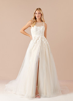Azazie Deveny Wedding Dresses Diamond White Champagne Ball-Gown Sequins Tulle Dress image3