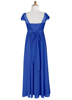 Azazie Silvermist Junior Royal Blue A-Line Pleated Chiffon Dress image9