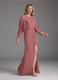 Azazie Ysabella Mother of the Bride Dresses Desert Rose Mermaid Pleated Mesh Dress image7