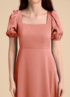 Azazie Briar Junior A-Linie Schleifen Stretch-Satin Kleid Koralle image8