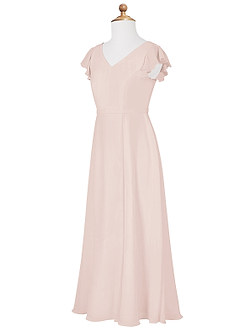 Azazie Claudine Junior Rose Petal A-Line Pleated Chiffon Dress image7