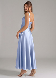 Azazie Shaude Bridesmaid Dresses Ice A-Line Pleated Stretch Satin Dress image7