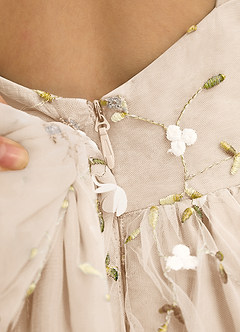 Azazie Bean vestidos de niña de las flores Vestido de Alabastro Blanco de Tul de Princesa con Sin mangas image6