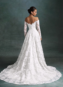 Azazie Skylar Robes de mariée Robe Trapèze en Dentelle Décolleté en cœur Blanc De Diamant image2