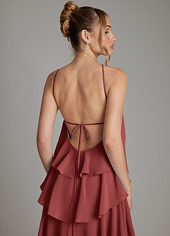 Azazie Deena Bridesmaid Dresses Terracotta A-Line Ruched Chiffon Dress image6