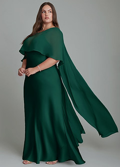 Azazie Stefania Bridesmaid Dresses Emerald A-Line Stretch Satin Dress image10