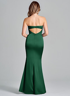 Azazie Olea 신부 들러리 드레스 인어 스트랩리스 스트레치 새틴 바닥 길이 드레스 image4