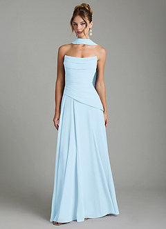 Azazie Gabriela Bridesmaid Dresses Sky Blue A-Line Corset Chiffon Dress image1