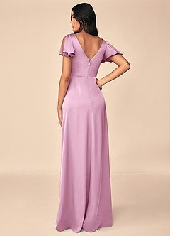 Azazie Soren Bridesmaid Dresses Candy Pink A-Line Pleated Stretch Satin Dress image2