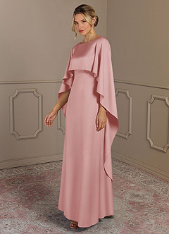 Azazie Eli Mère de la mariée Robes Robe Fourreau en Satin extensible Col de bateau Rose Poudré image3