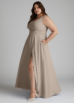 Azazie Karina Bridesmaid Dresses Frost A-Line Pleated Chiffon Dress image8