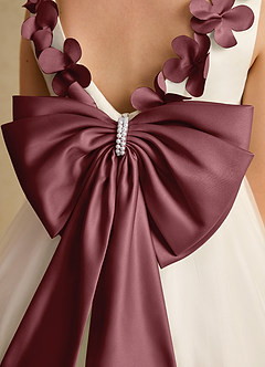 Azazie Lilli Flower Girl Dresses Ivory Desert Rose A-Line Bow Tulle Dress image6