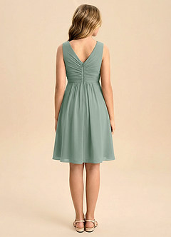 Azazie Skyla Junior Silver Sage A-Line Pleated Chiffon Dress image2