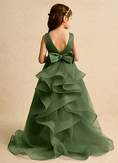 Azazie Lior Robe Demoiselle D'honneur Fillette Robe Princesse en Tulle Plissée Olive image8