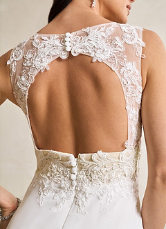Azazie Trixie Abiti da Sposa Abito A-Line in Chiffon Lustrini Bianco Diamante Champagne image8