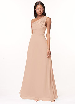 Azazie Ashley Bridesmaid Dresses English Rose A-Line Ruched Chiffon Dress image1