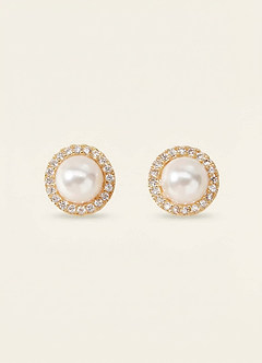 front Boucles d'oreilles à tige avec halo de perles