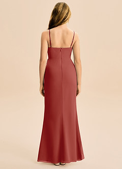 Azazie Buzzy Junior Terracotta Sheath Pleated Chiffon Dress image5