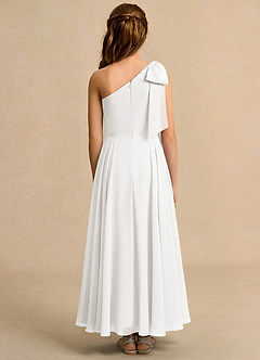Azazie Guppy Girls Formal Flower Girl Dresses Ivory A-Line One Shoulder Chiffon Dress image2