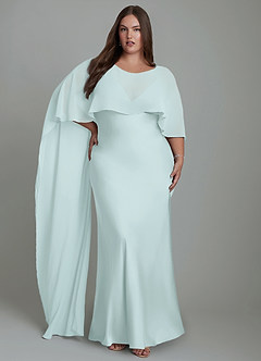 Azazie Stefania Vestidos de damas de honor Vestido Vidrio Marino de Satén Elástico de Línea A image9