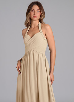 Azazie Darlyn Essayer des robes à la maison Robe Trapèze en Mousseline de soie Encolure en Forme de Cœur Bleu Poussiéreux image7