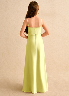 Azazie Fishie Girls Formal Flower Girl Dresses Lemon Sorbet A-Line Matte Satin Dress image7