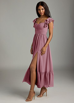 Azazie Anaya Bridesmaid Dresses Vintage Mauve A-Line Pleated Chiffon Dress image4