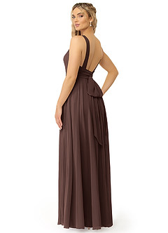 Azazie Kora Bridesmaid Dresses Ganache A-Line Pleated Chiffon Dress image3